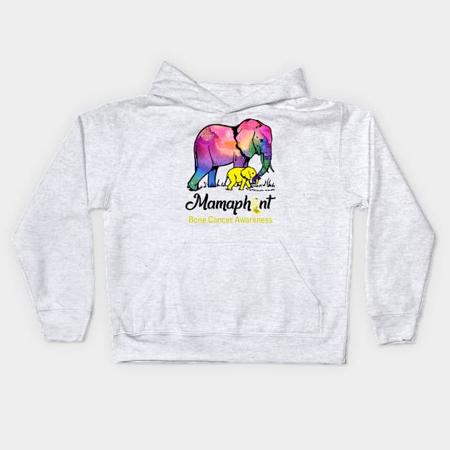 Mama Elephant Mamaphant Bone Cancer Awareness Kids Hoodie by ThePassion99